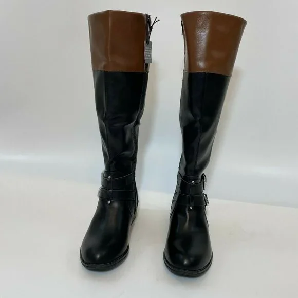 Arizona Women's Denver Block Heel Riding Boots Black/Brown sz 6/6.5/7/7.5/8/11 - Picture 5 of 7